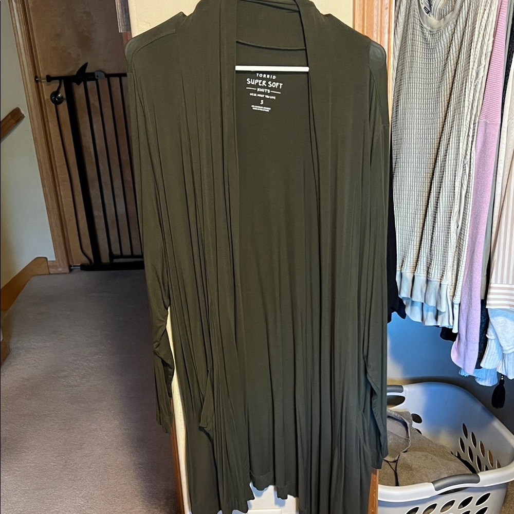 Torrid Dark Green Open Cardigan